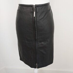 Express Black Genuine Leather Pencil Skirt